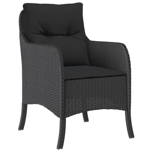 Maison Exclusive - Puutarhakalusteryhmä tyynyillä 3 kpl Musta