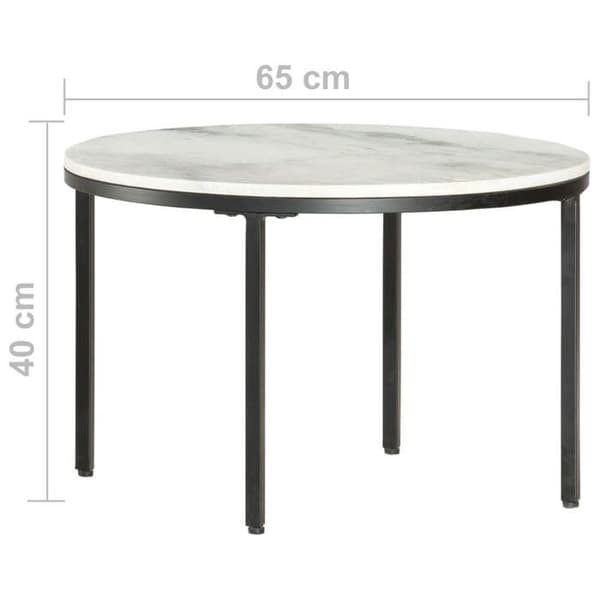 Maison Exclusive - Sofabord Hvid og sort Ø65 cm Ægte marmor Vit och svart