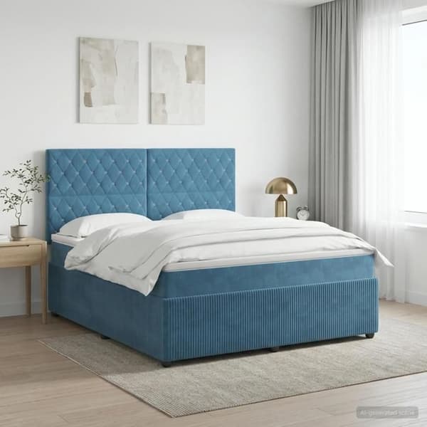 Maison Exclusive - Boxspring säng med madrass Blå 140 x 190 cm Sammet Blå