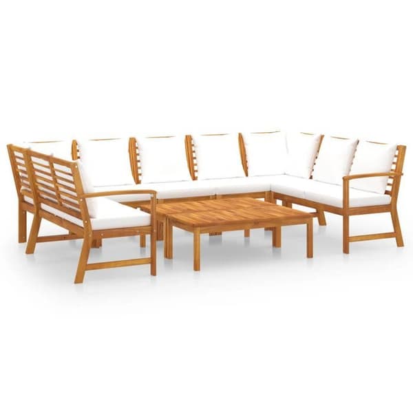 Maison Exclusive - Trädgårdsmöbler 9 delar med kuddar Creme Solid akaciaträ