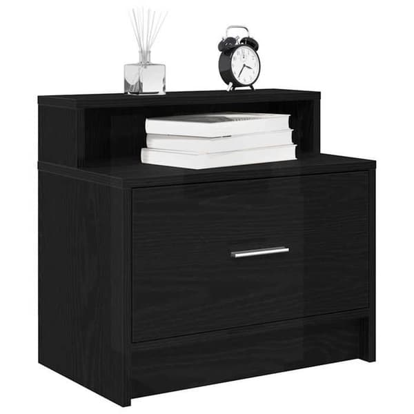 Maison Exclusive - Natborde med skuffe 2 stk. egetræ sort 51x31x47 cm