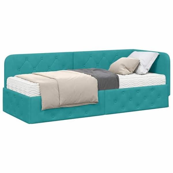 Maison Exclusive - Turquoise hörnsängram 80 x 200 cm Sammet Turkos