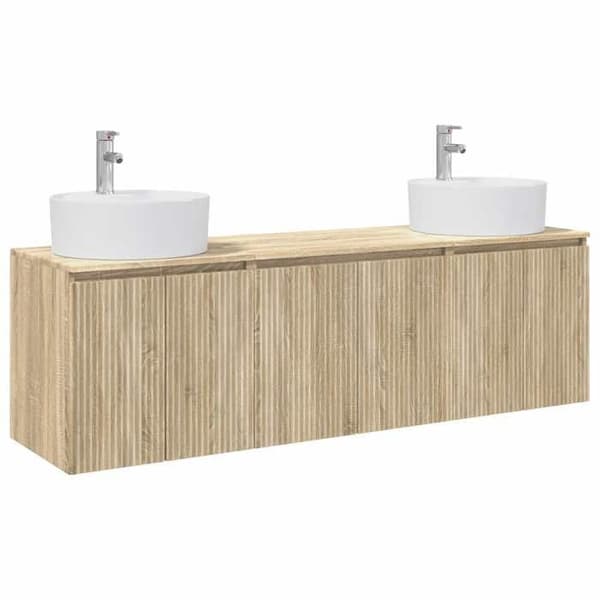 Maison Exclusive - Badeværelsesskabssæt 3 stk Sonoma Eg