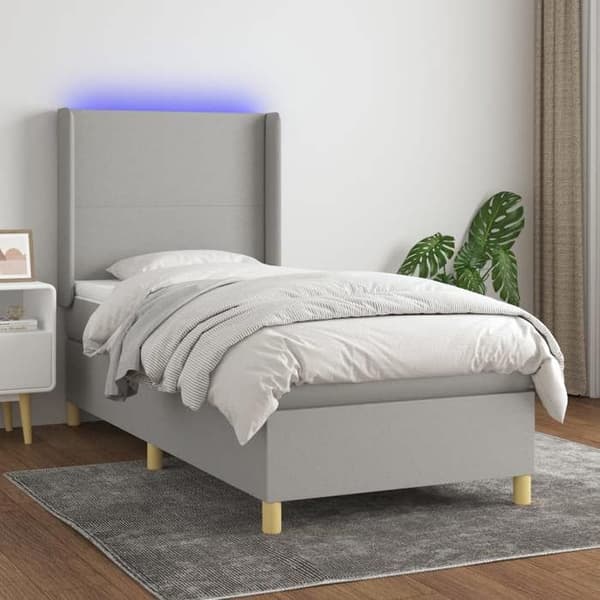 Maison Exclusive - Seng med lamelmadrasser LED Lys Grå 80x200cm Stof