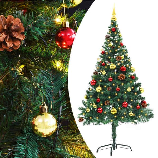 Kunstig juletræ - EKSKLUSIV HUS - 150 cm - forudbelyst 150 LED - grøn - IP44, 4 effekter Grön