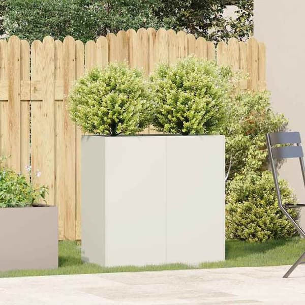 Maison Exclusive - Vit blomlåda 80x40x80 cm kallvalsat stål