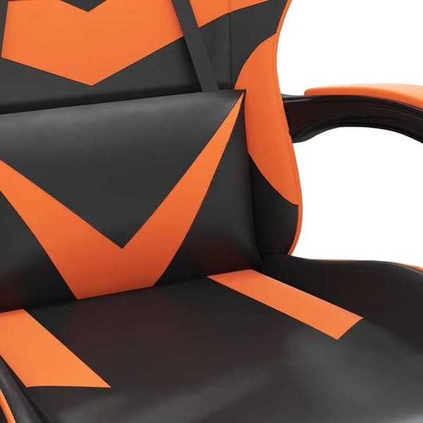 Maison Exclusive - Drejelig spillestol i sort og orange kunstlæder