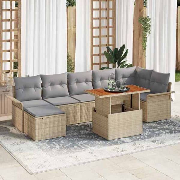 Havemøbel sæt - MAISON EXCLUSIVE - Rektangulær modulær - 5 pladser - Poly rattan beige - Indbyggede opbevaringsløsninger beige