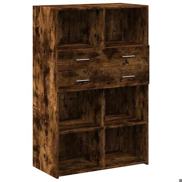 Maison Exclusive - Buffé hög ek rökt 80x42,5x124 cm ingenjörsträ