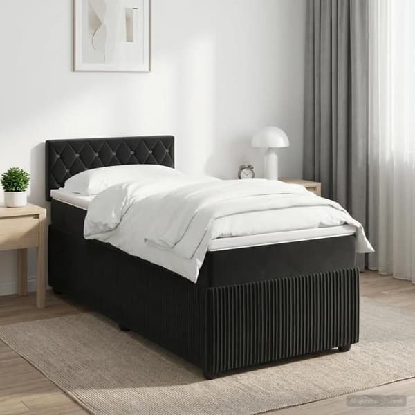 Maison Exclusive - Boxspring-sänky mustalla patjalla 90 x 200 cm sametti