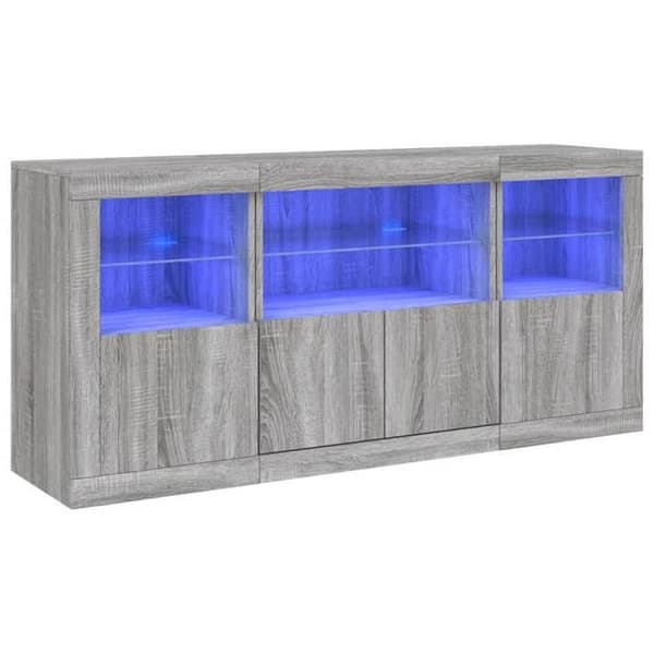 Maison Exclusive - Buffet med LED-lys sonoma grå 142,5x37x67 cm