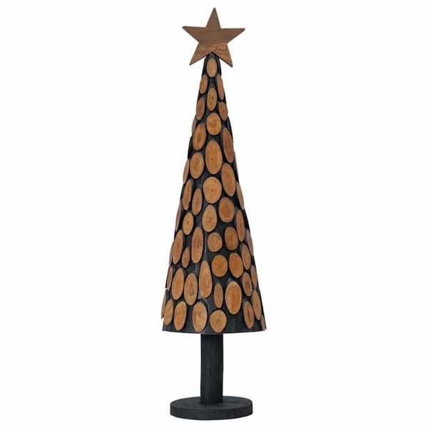 Juletræ - EKSKLUSIVT HUS - 120 cm - Massivt teaktræ - Brun - Med støtte brun