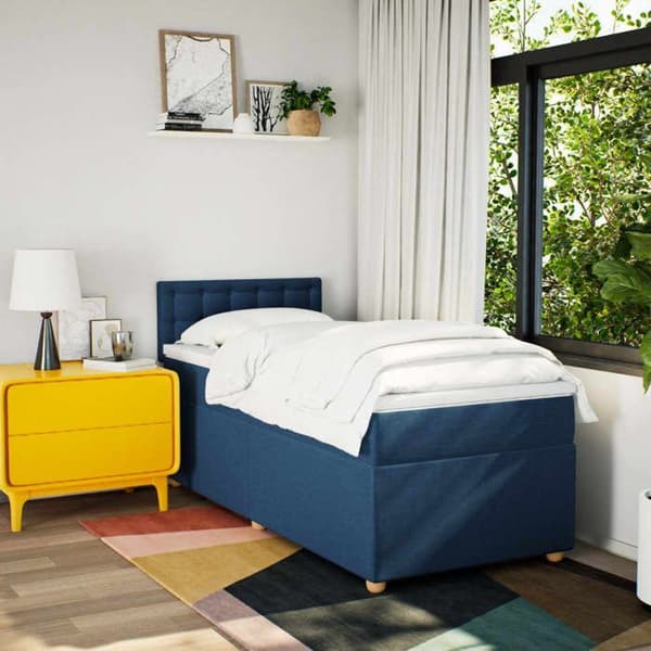 Maison Exclusive - Sengestel med springmadras Blå 90x200 cm Stof