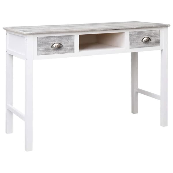Kontor - Eksklusivt Hus - Grå - 110x45x76 cm - Massivt træ, 2 skuffer grå