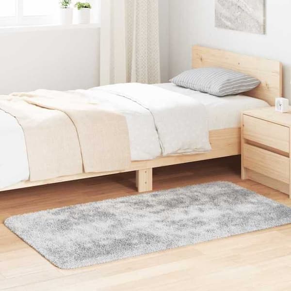 Tæppe - MAISON EXCLUSIVE - NAVARRA - Shaggy - Polyester - Sølvgrå 80x150 cm silvergrå