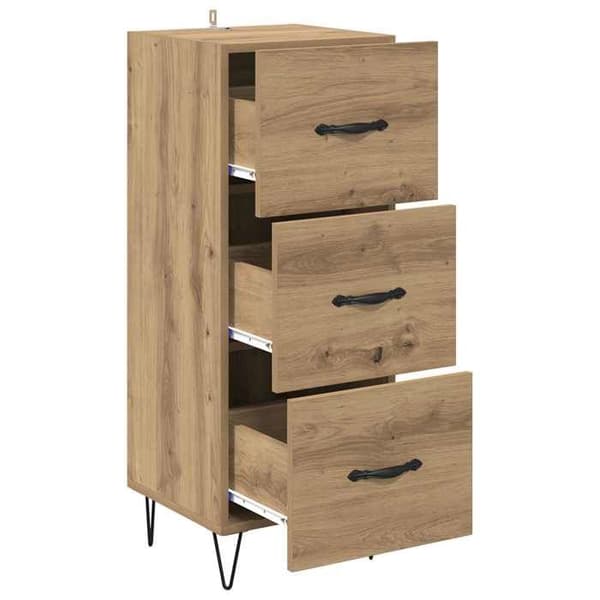 Maison Exclusive - Buffet i egetræ, håndlavet 34 x 34,5 x 90 cm Ingeniørtræ