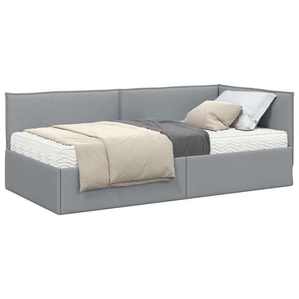 Maison Exclusive - Hörnsängram med madrass 2 st Ljusgrå 80 x 200 cm Ljusgrått