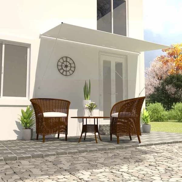 Fällbart tak - Exklusivt hus - 400 x 150 cm - Kräm - Stålram, polyesterduk 180 g/m² Grädde