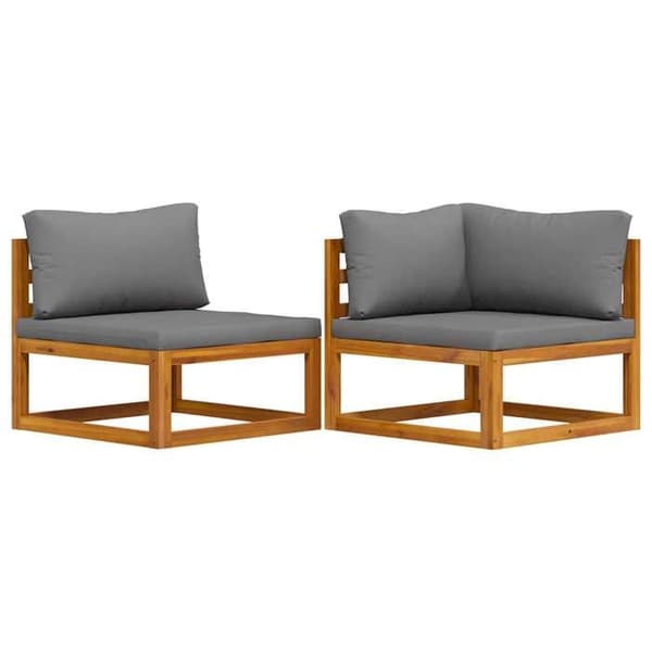 Sofa-sæt - MAISON EXCLUSIVE - 2 stk - Massiv akacietræ - Mørkegrå polstrede puder - Moduler til udendørs brug mörkgrå