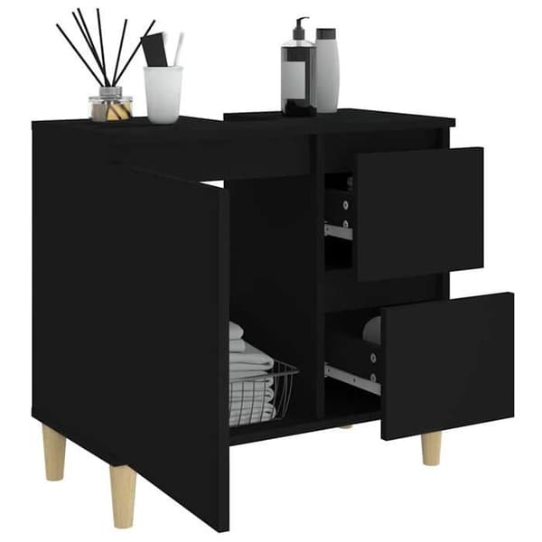 Maison Exclusive - Sort badeværelsesskab 65x33x60 cm i ingeniørtræ