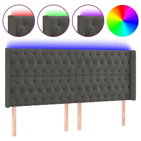 Maison Exclusive - LED-päätyharso Tummanharmaa 183x16x118/128 cm Sametti mörkgrå