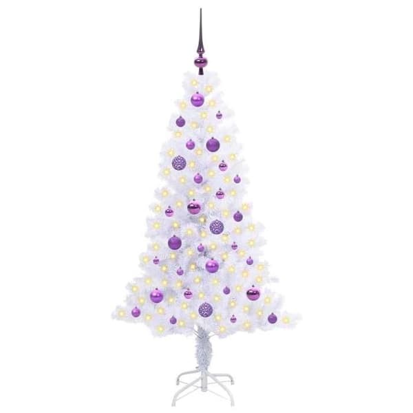 Kunstig juletræ - EKSKLUSIV HUS - Moderne - 150 cm - 150 hvide LED - PVC & stål, USB Vit