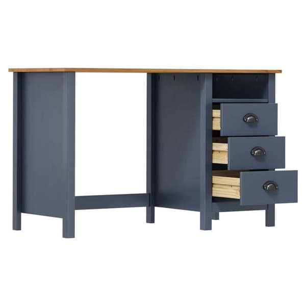 Exklusivt hus - Kontor Hill med 3 lådor Grå 120x50x74 cm Solid furu grå