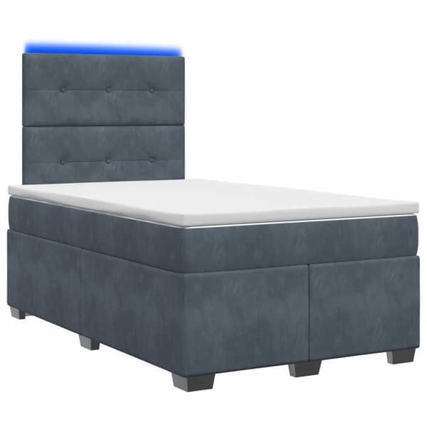 Sengestel med madras - EKSKLUSIV HUS - Boxspring 120x200 - Mørkegrå velour - Justerbar hovedgærde - LED USB Mörkgrå