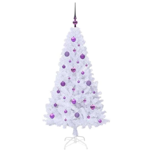 Kunstigt juletræ - EKSKLUSIV HUS - 150 cm - Hvid - PVC & stål - LED USB 8 tilstande Vit