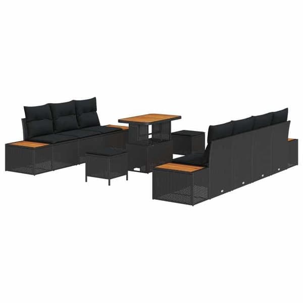 Maison Exclusive - 10 osan puutarhakalustesarja 9-hengen Musta
