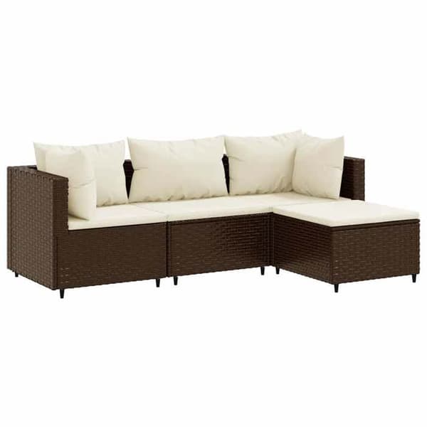 Maison Exclusive - Trädgårdsmöbler 4 delar med kuddar Brun Flätad resin