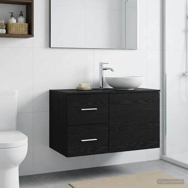 Maison Exclusive - Badeværelsesmøbel In-between Sort Eg 30 x 44,5 x 50 cm