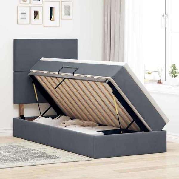 Maison Exclusive - LED opbejdningsseng med madras Mørkegrå 90 x 190 cm Mörkgrå