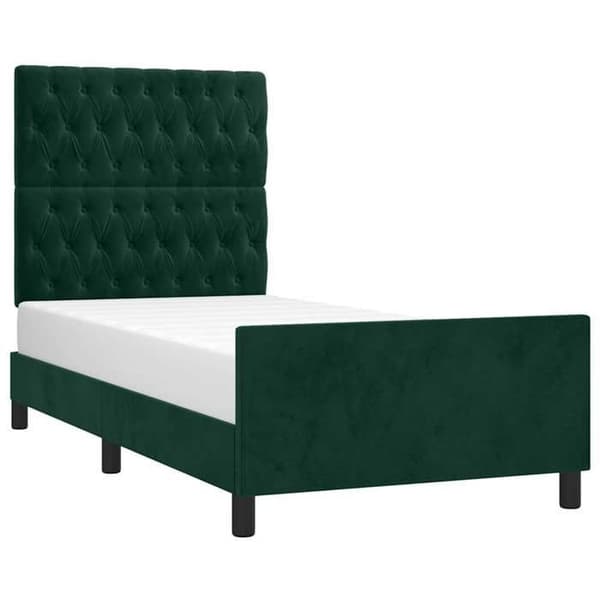 Maison Exclusive - Sängram utan madrass mörkgrön 100x200 cm sammet