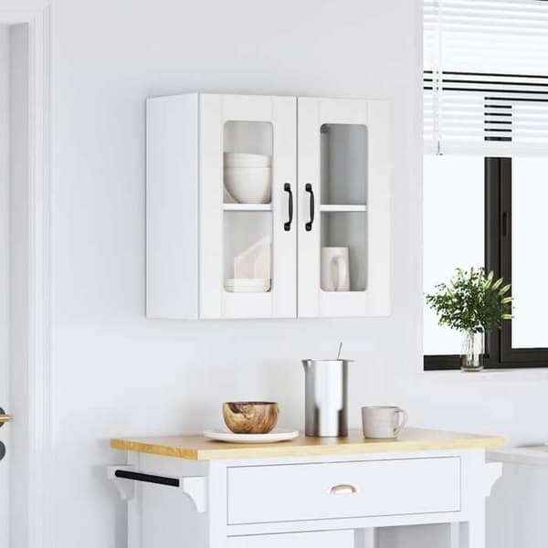 Maison Exclusive - Väggmonterad köksskåp med glasdörr Lucca vit