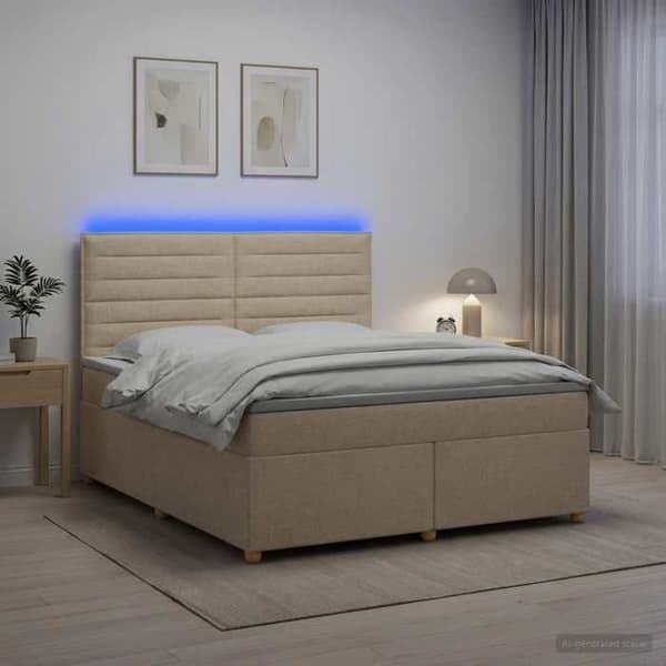 Maison Exclusive - Boxspring seng med madras Creme 140 x 190 cm Stof