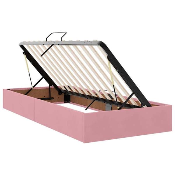 Lit ottoman - MAISON EXCLUSIVE - Ottoman seng med opbevaring - Rosa - 90 x 190 cm - Velour Ros