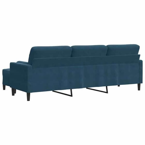 Soffa 3 platser - EXKLUSIV HEM - 210 cm - Blå sammet - Metallram - Puff ingår Blå