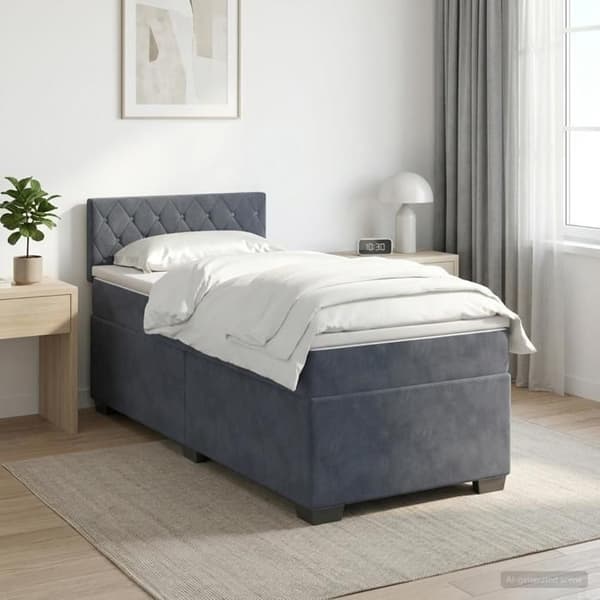 Maison Exclusive - Boxspring säng med madrass Mörkgrå 90 x 190 cm Sammet Mörkgrå