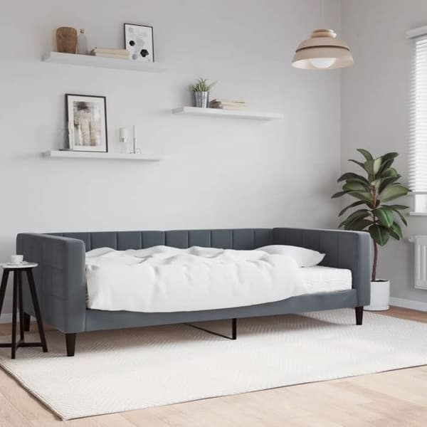 Maison Exclusive - Dagbädd med mörkgrå madrass 100x200 cm sammet mörkgrå