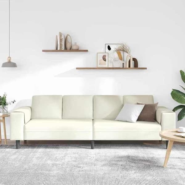 Soffa - EXKLUSIVT HUS - 250 x 77 x 76 cm - Kräm - Polyester - Svarta ben Grädde