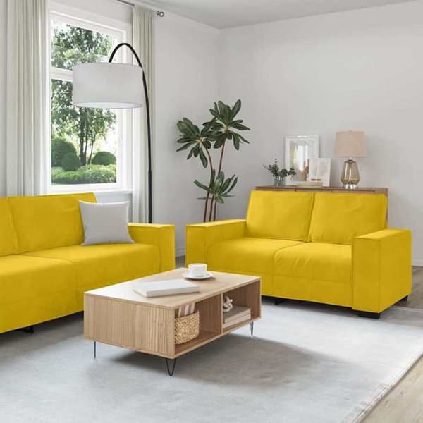 Maison Exclusive - Sæt med 2 pcs sofa med gul fløjlspuder