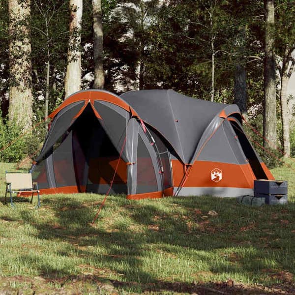 Maison Exclusive - Perheelle tarkoitettu 8 hengen harmaa ja oranssi vedenpitävä tipi-teltta