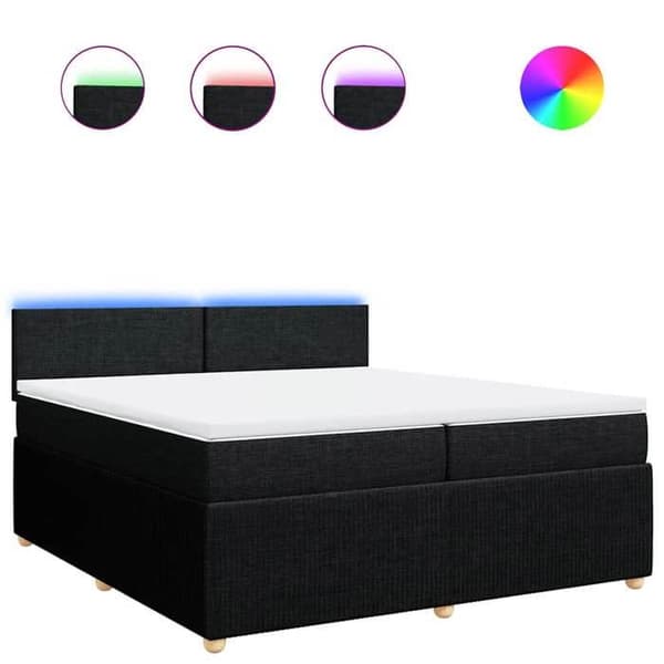 Sengestel med madras - 200x200 cm - Sort - Personaliserbare LED-lys - 2 pladser