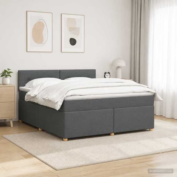 Maison Exclusive - Boxspring säng med madrass Mörkgrå 160 x 200 cm Tyg Mörkgrå