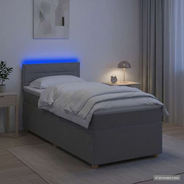 Maison Exclusive - Boxspring säng med madrass Ljusgrå 90 x 200 cm Tyg
