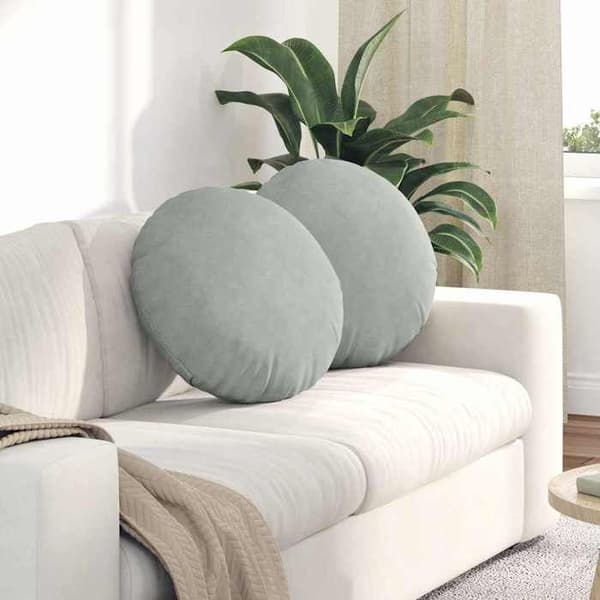 Istuinalusta - EXKLUSIIVINEN KOTI - Pyöreä Ø50 x 19 cm - Vaaleanharmaa sametti - 2 kpl pakkaus - Polyesteritäyte Ljusgrått
