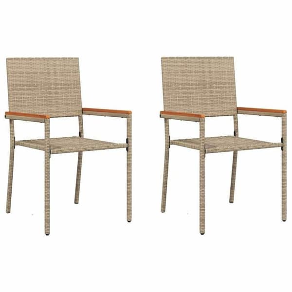 Maison Exclusive - Stapelbara trädgårdsstolar 2 st Kräm och brun Gräddfärgad och brun