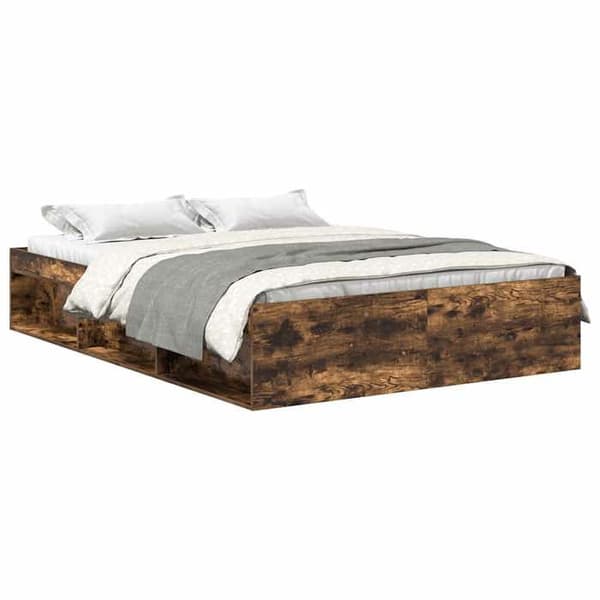 Sengestel - EKSKLUSIV HUS - 135x190 cm - Røget eg - 6 rum - Lamelseng Rökt ek