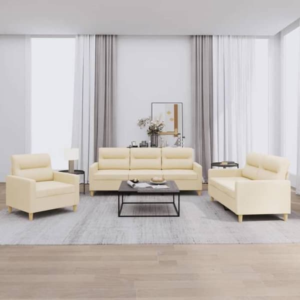 Maison Exclusive - Sæt af 3 sofaer med puder Creme Stof